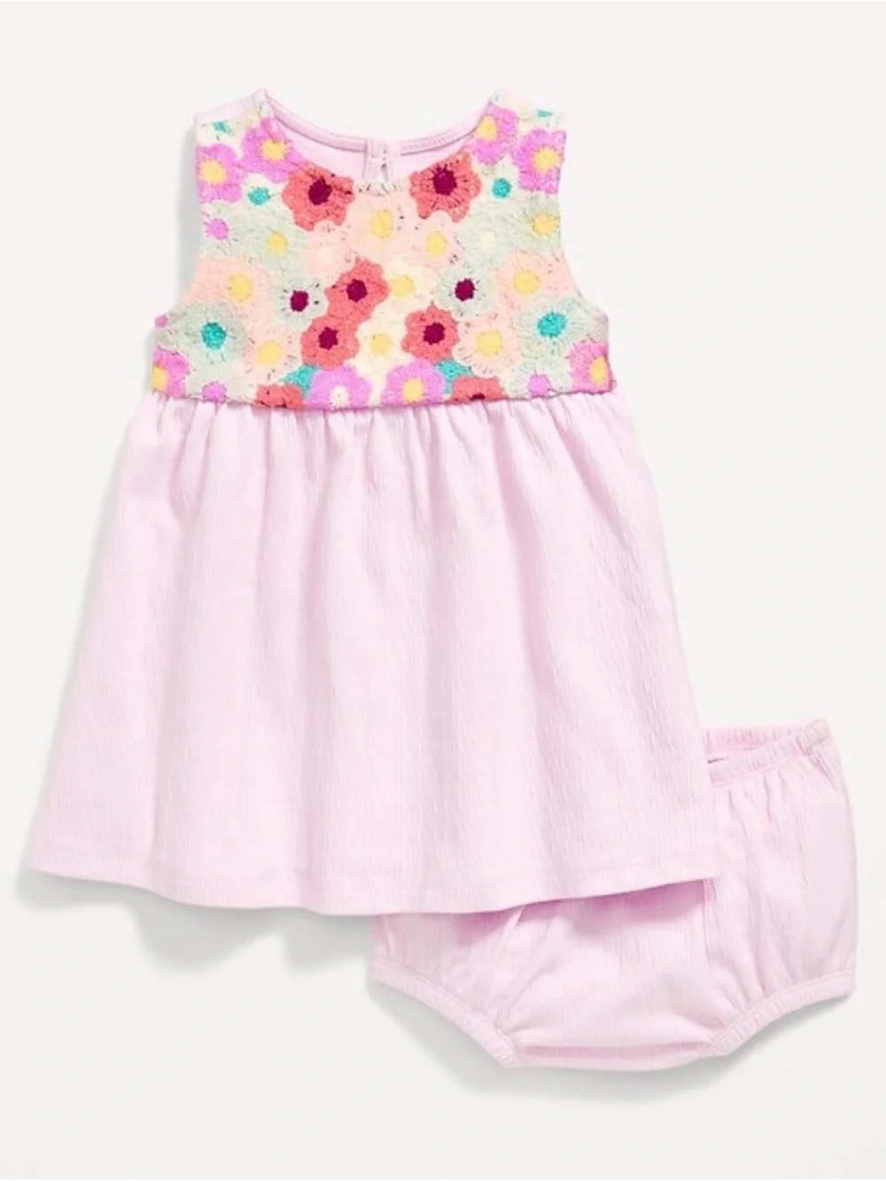 Old Navy Baby Crochet-Panel Dress & Shorts Set - Pink Floral